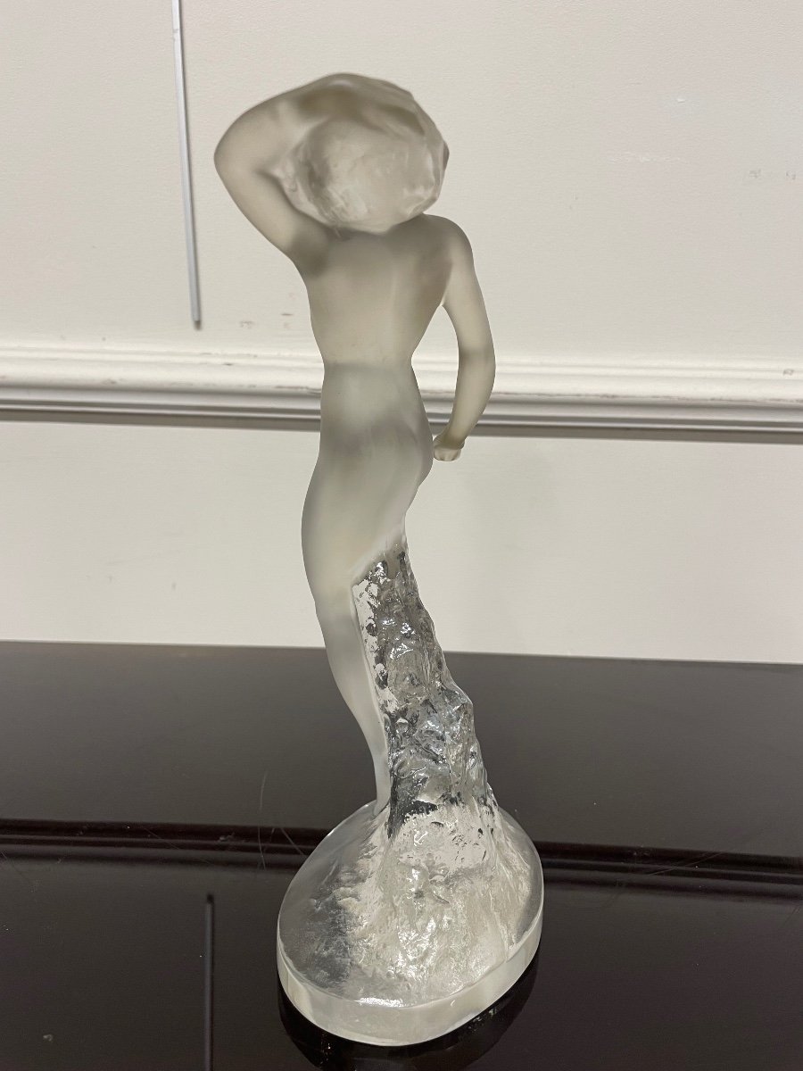 Lalique France - Naïade Statuette En Cristal Femme H: 24 cm-photo-1